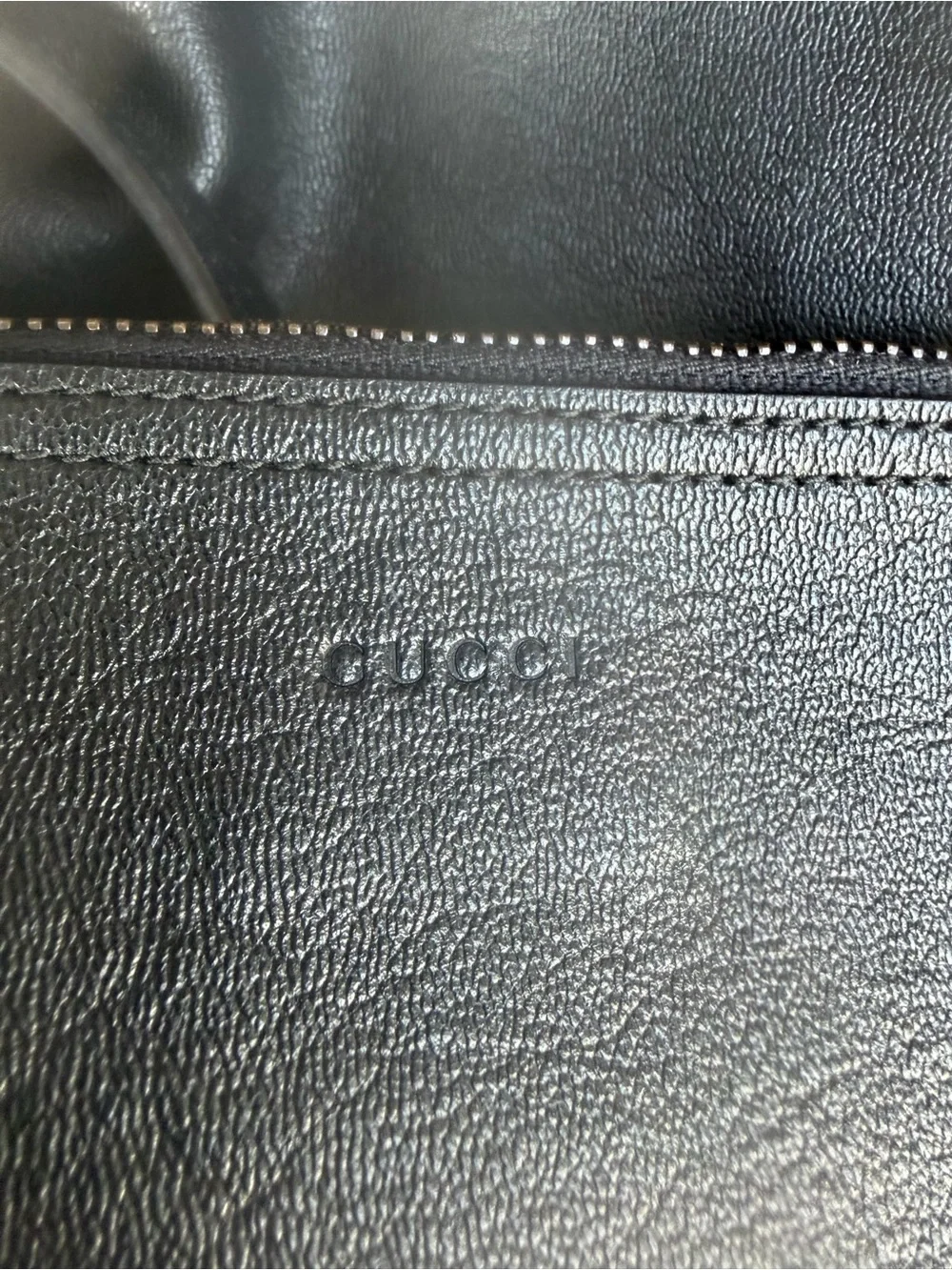 Gucci Black Leather Tote with Gold Double G Emblem